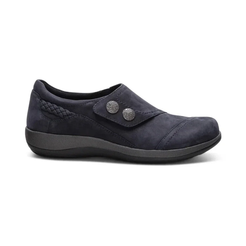 Aetrex Karina DM505WM Womens 7.5-8 Navy Leather Monk Strap Comfort Shoes GAL1400
